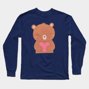 Kawaii Brown Bear T-Shirt Long Sleeve T-Shirt